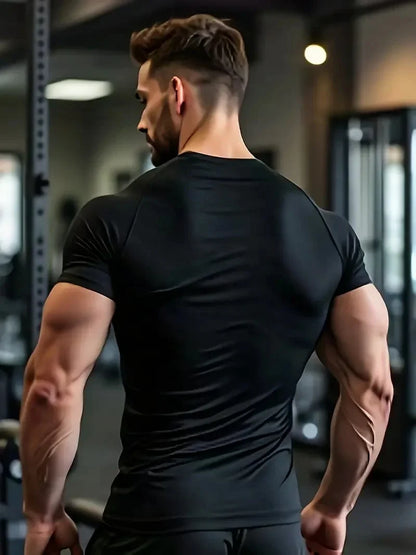 Gym Hub Printed Men's Compression T-Shirt Gym Workout Sport Quick Dry Tight Shirts Outdoor Training Fitness Elasticity Tops Tee