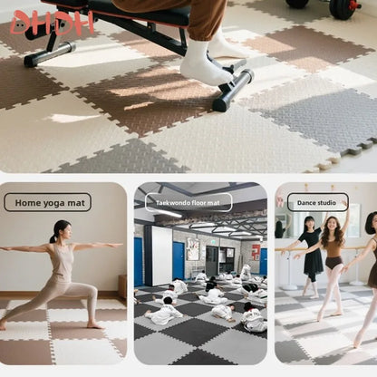 Gym Floor Mat for Home Workout Anti-Slip Rubber Exercise Mat with Interlocking Design, Durable Fitness Rug Weightlifting & Yoga