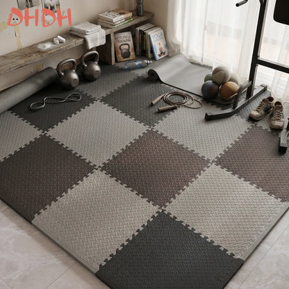 Gym Floor Mat for Home Workout Anti-Slip Rubber Exercise Mat with Interlocking Design, Durable Fitness Rug Weightlifting & Yoga